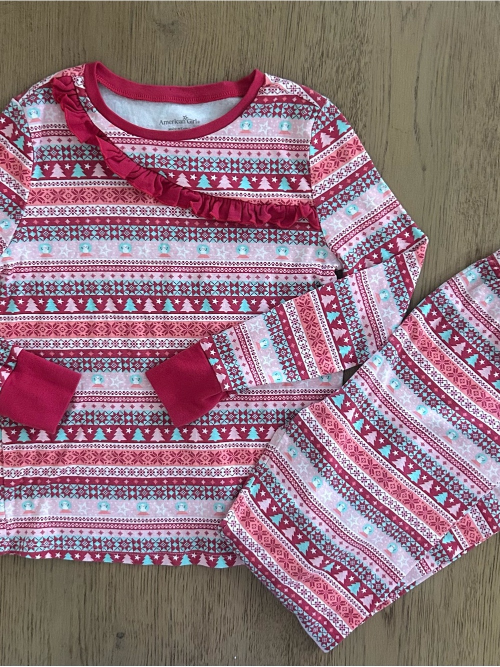 American Girl Holiday Winter Snowman Pink Girls Pajama Set Size 16